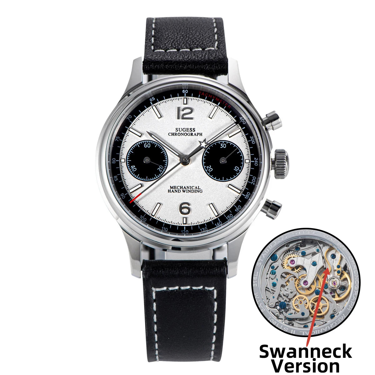 Sugess 40mm Men Army Watch 1963 Pilot Mechanical Panda Wristwatches Sapphire Air Force Chronograph Original ST1901 Movement Gift
