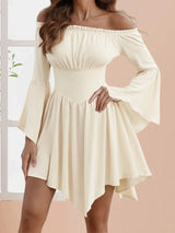Elegant Off-Shoulder Velvet Midi Dress