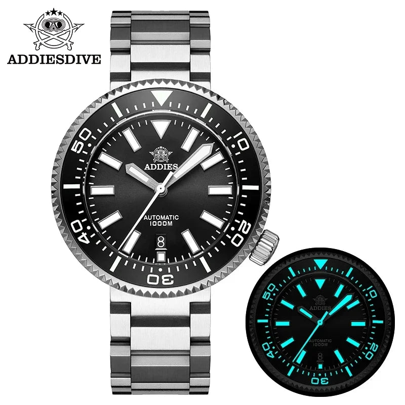ADDIESDIVE Men's Diver's Watches 1000m Sapphire Glass Super Luminous Calendar 8215 Automatic Mechanical Wristwatch Luxury Watch