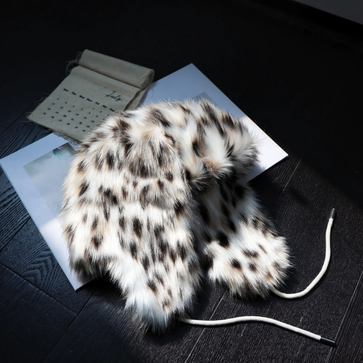 Leopard Print Faux Fur Winter Bomber Hat
