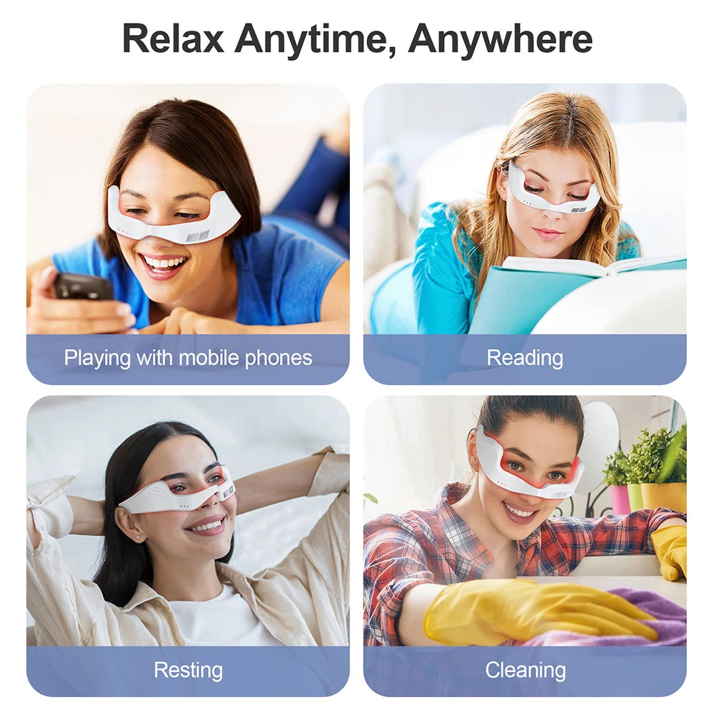 Electric Eye Massager Under-Eye Glasses Massager Eye Fatigue Relief Massager Red Light Relieves Eye Fatigue Eyes Massage Glasses