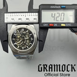 Gramock 41mm NH70 Watch Hollowed Out Dial Sapphire Crystal With Green Luminous NH70 Automatic Mechaninal Movement Waterproof
