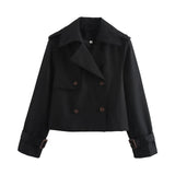 Vintage Cropped Double-Breasted Trench