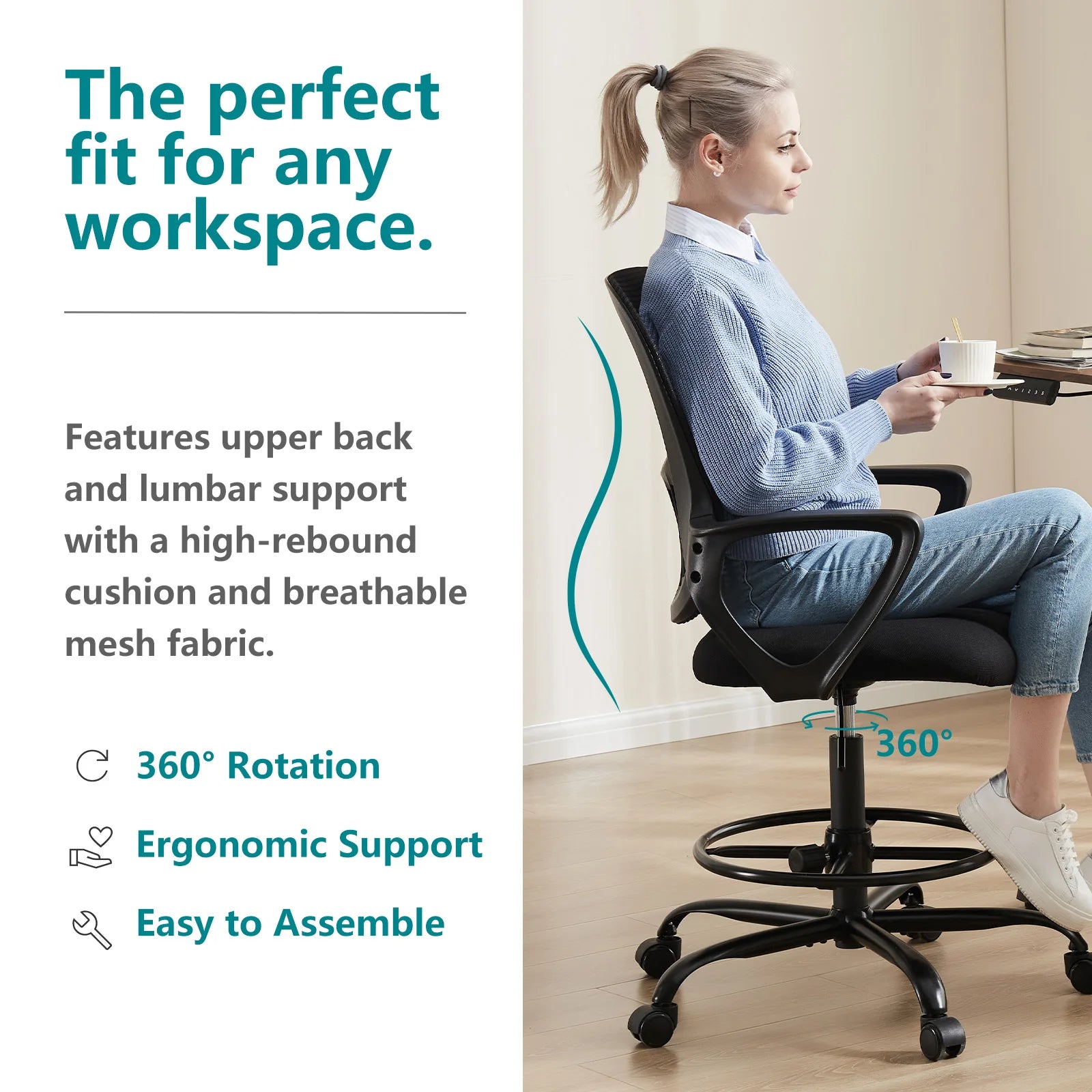 JHK Ergonomic Mesh Backrest Office Chair | Adjustable