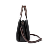 New Vintage Embossed Handmade Handbag For Women Versatile PU Leather Shoulder Bag 3 Layers Large Capacity Crossbody Bags Female