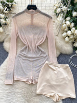 Sparkle & Shine: Women's Rhinestone Mesh Romper