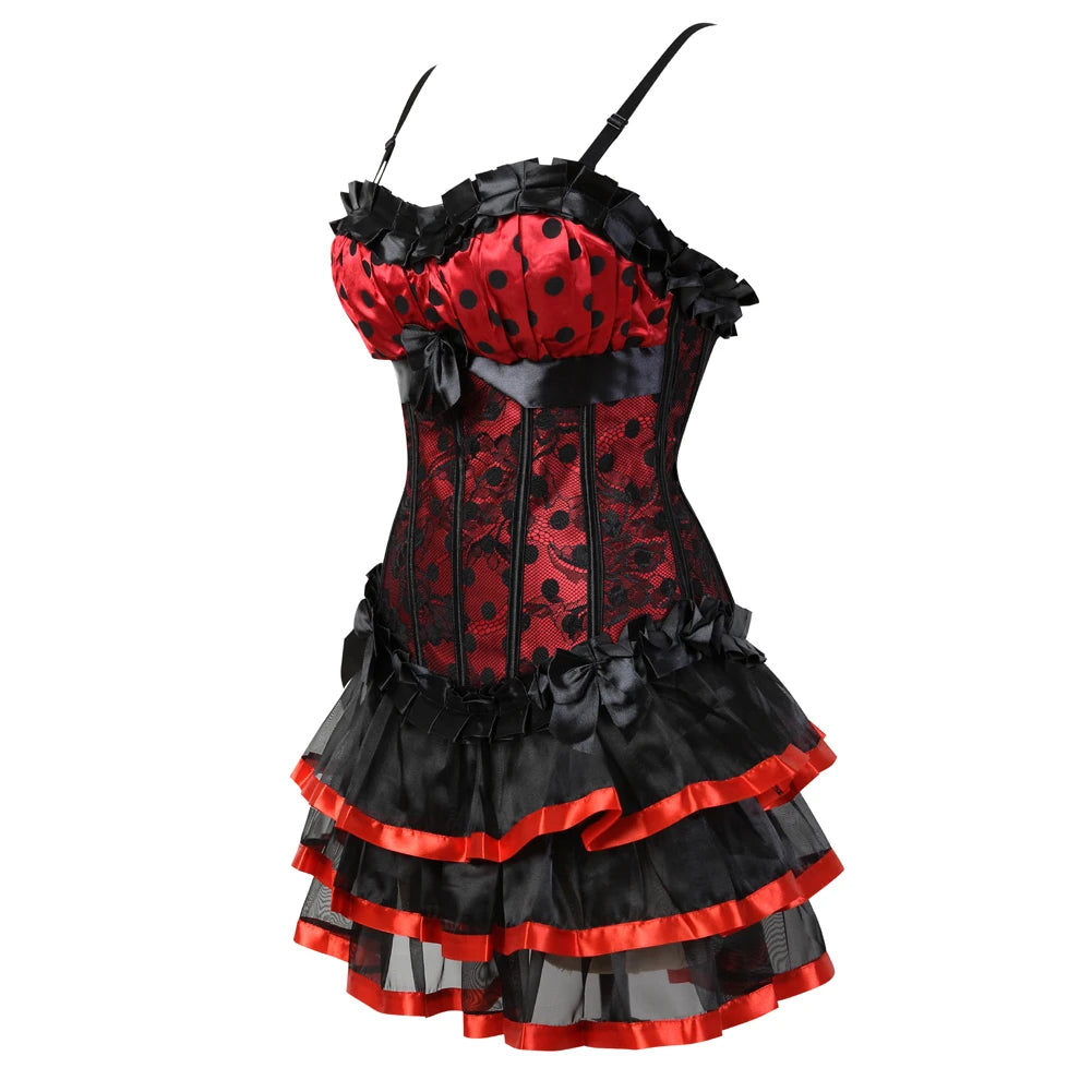 Women's Corset Dress with Straps & Lace | Plus Size Bustier Set
