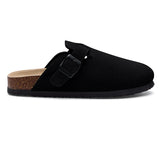 Kidmi Men's Suede Clogs Cork Footbed Clogs for Women Soft Leather Adjustable Buckle Slip-on Potato Shoes Sandals Beach Slippers