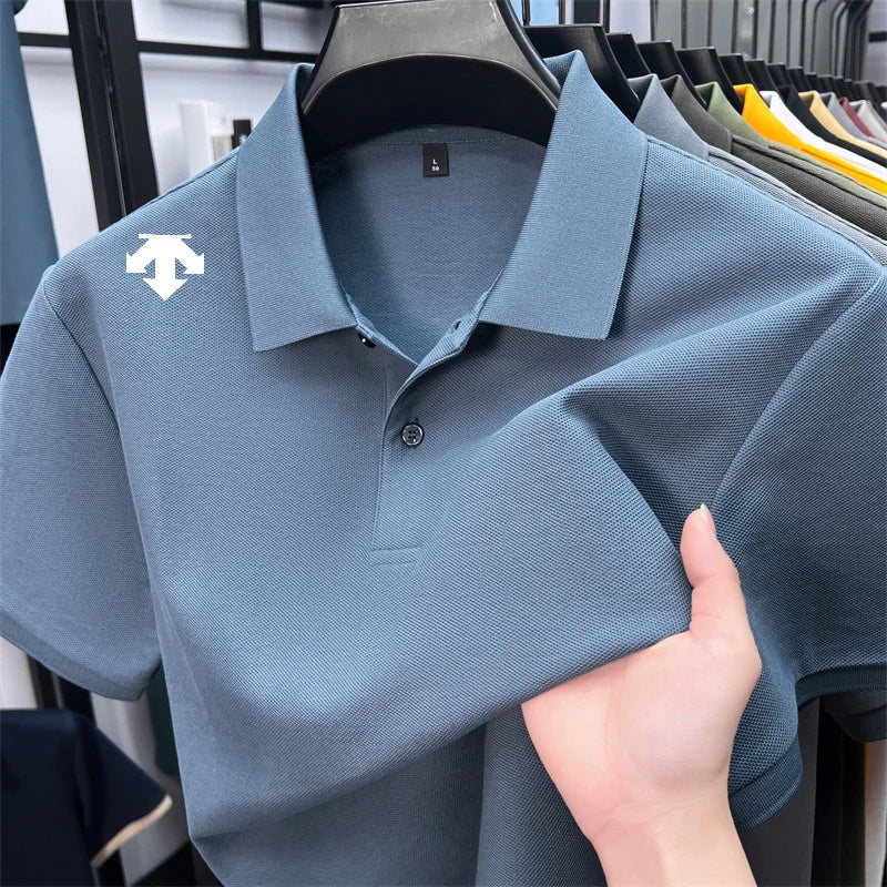 Men's Luxury Cotton Polo | Geometric Print Summer Shirt