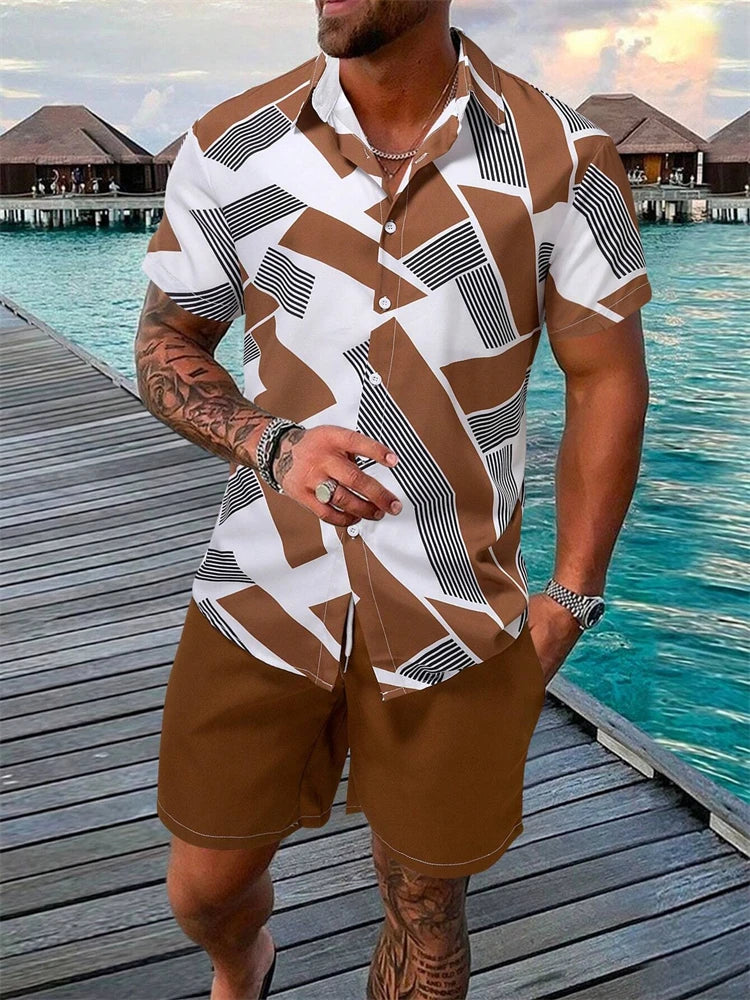 Men's Summer Patchwork 2-Piece Set