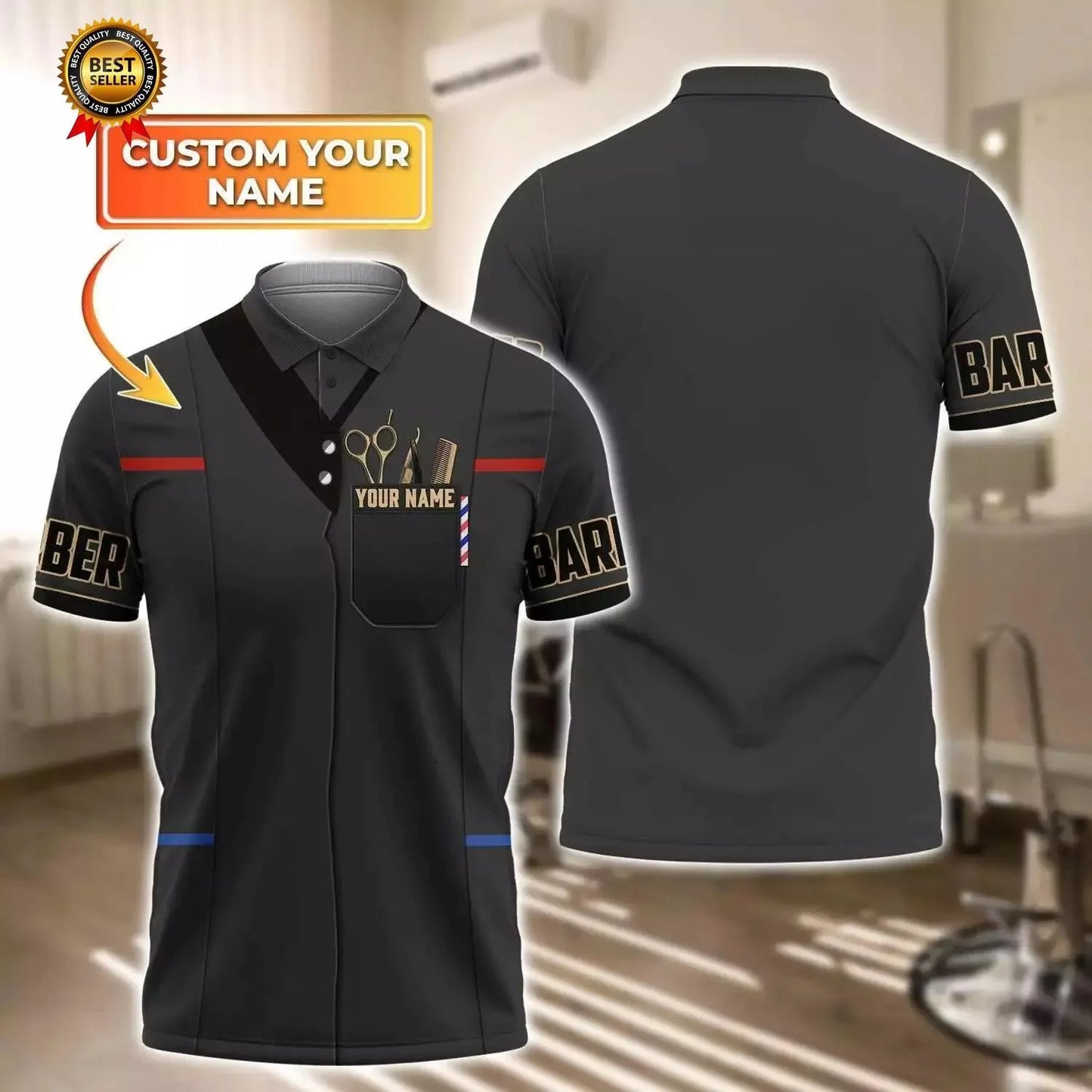 Men's 3D Barber Print Polo | Streetwear Y2K Style