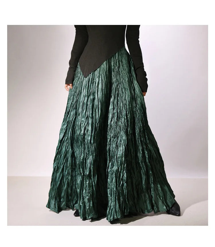 Elegant High-Waist Pleated Maxi Skirt for Women