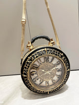 Vintage Clock-Style Circular Shoulder Bag