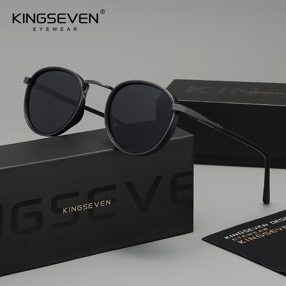 KINGSEVEN Original Causal Round Frame Sunglasses Men Polarized UV400 Eyewear Luxury Retro Fashion Women Driving Fishing Glasses