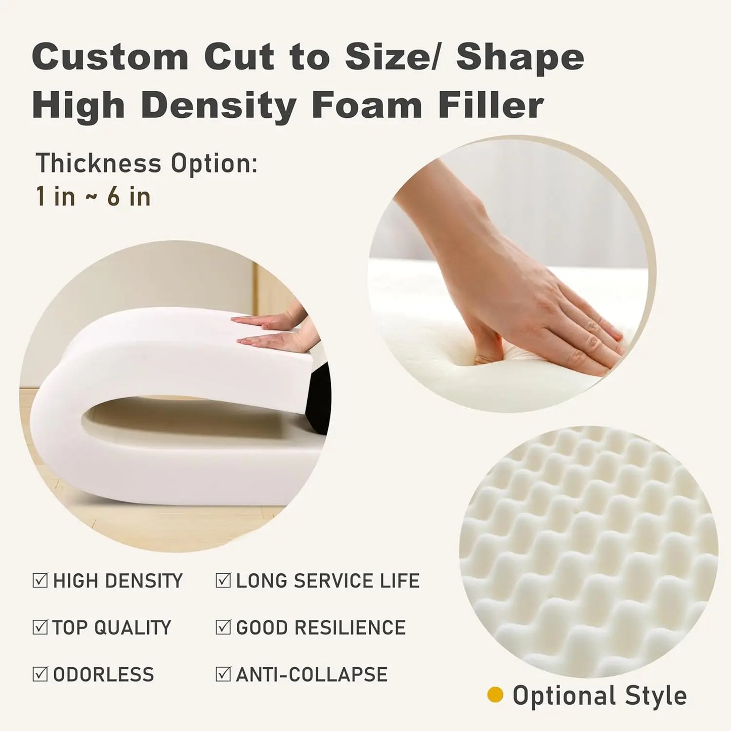 Premium Memory Foam Cushion Insert – Custom Cut & Shaped