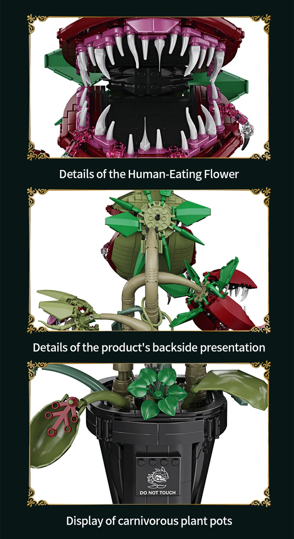 Creative Carnivorous Potted Plant Man-Eating Flower Building Blocks Home Decoration Collection MOC Bricks Toys For Children Gift