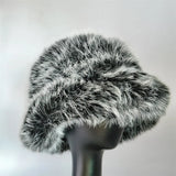 1pcs Winter Faux Fur Bucket Hat Warm Fluffy Plush colorful soft Winter hat Personality fur Fisherman Hats for women Plush hat겨