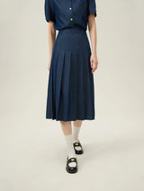 Women's Pleated Midi Skirt – Elegant Office Style
