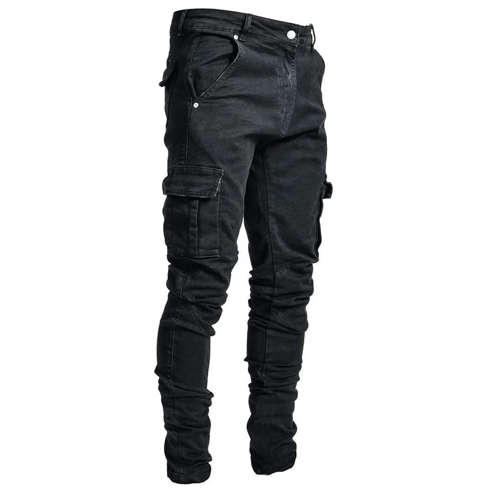 Men's Slim Fit Stretch Denim Cargo Jeans