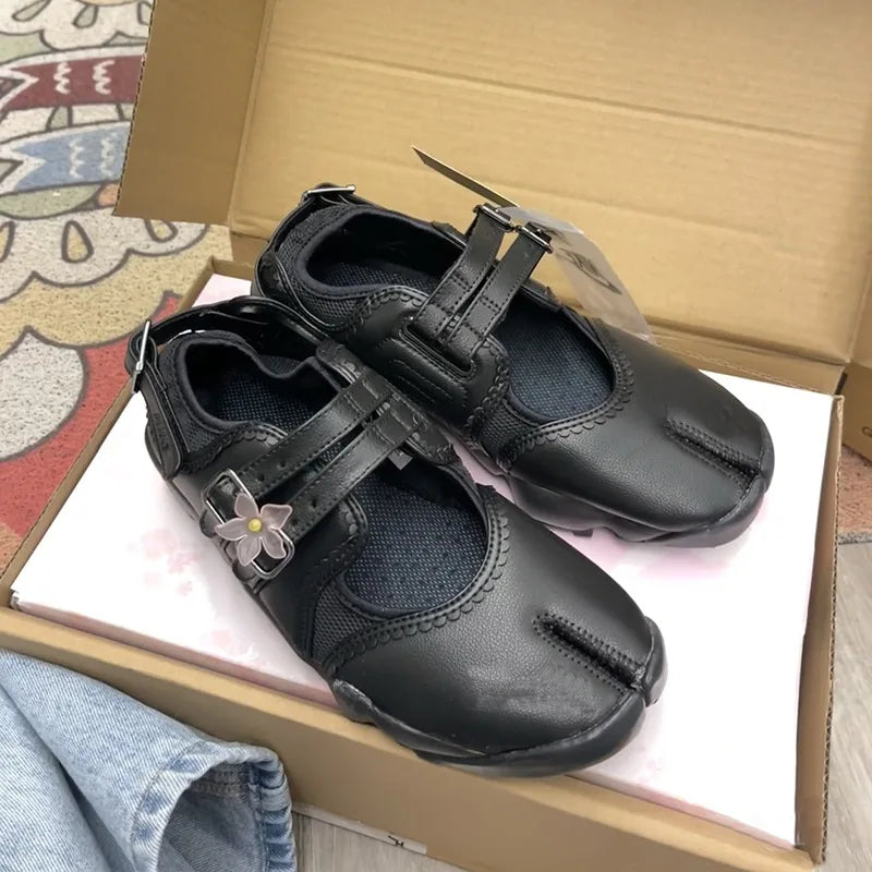 Women's Split-Toe Mary Jane Flats | Genuine Leather