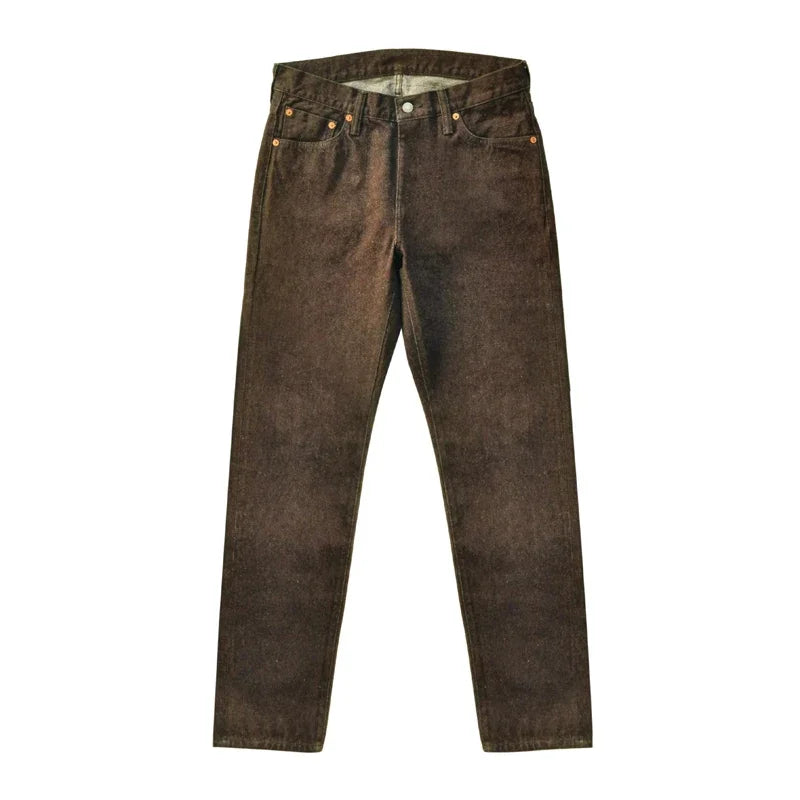 SauceZhan Brown Selvedge Denim Tapered Jeans – 13.8 oz