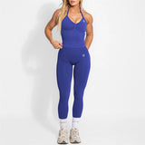 Women's Yoga Set Bum Balance Fitted Halter Tops & Shaping Pants 2pcs Yoga Sportwear Workout Gym Clothing High Waist Leggings Set