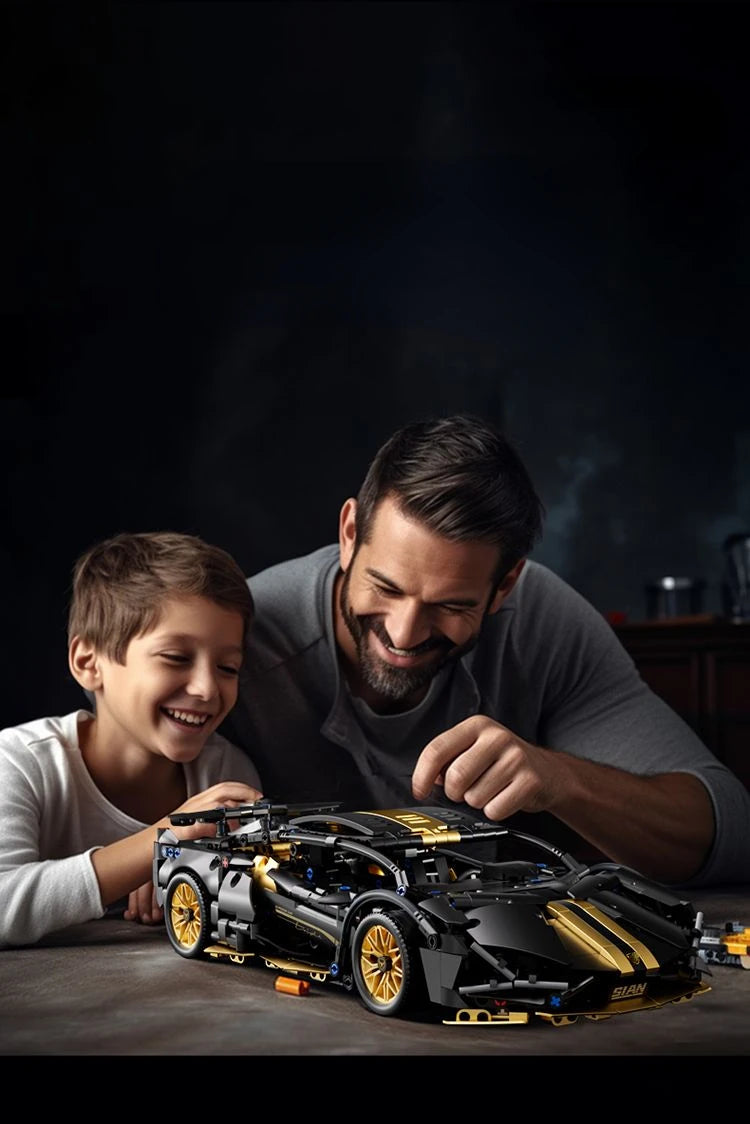Technology 1:14 Black Supercar racing building blocks assembled brick car toy gift for boys birthday present