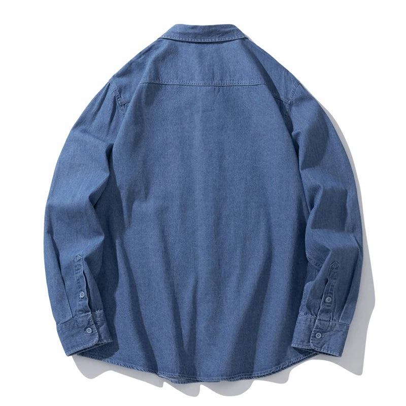 Classic Black Denim Shirt Men's Autumn New Fashion Loose Korean Casual Long-sleeved Jean Shirts Comfortable Male Clothes