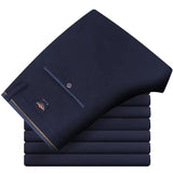 Men's Elastic Straight Pants Business Casual Long Suit Pants Male Formal Trousers Solid Colors Black BLue