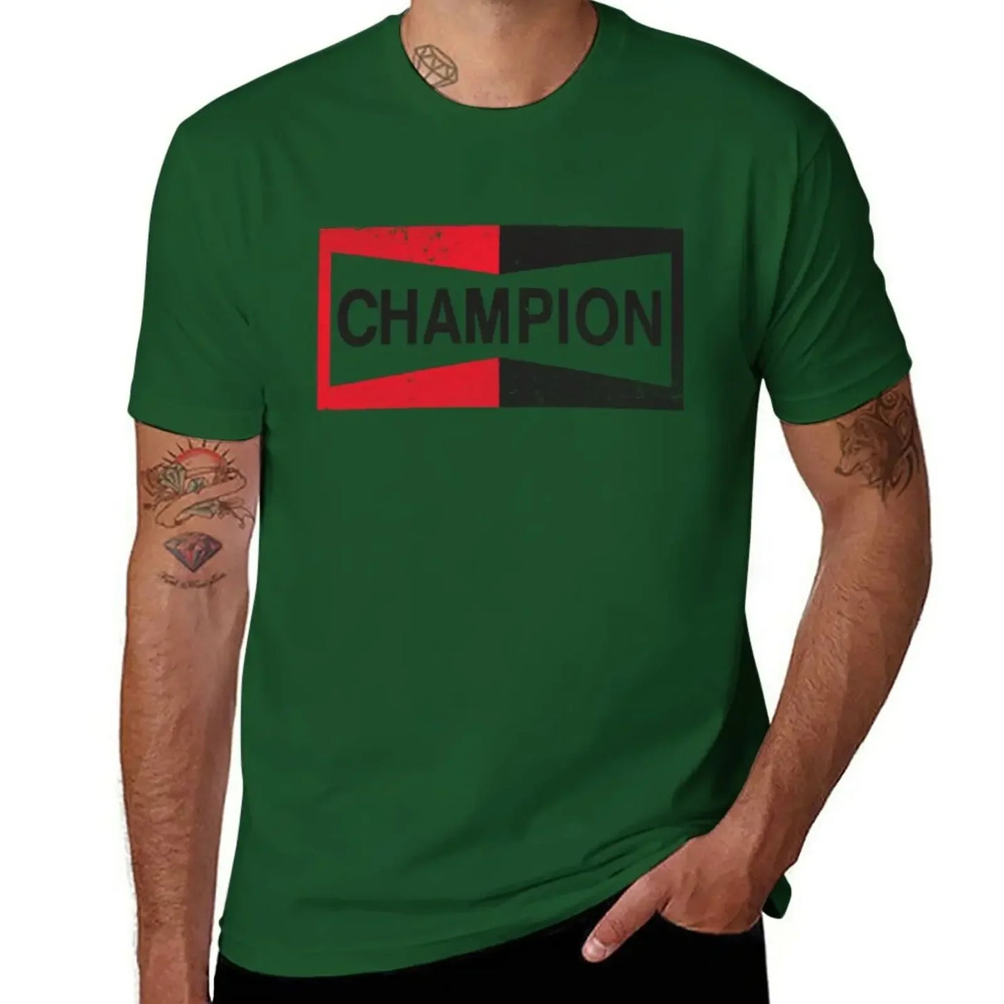 Men’s Champion Spark Plug Retro Distressed Emblem Tee