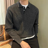 Men's Knit Polo Sweater – Long Sleeve Pullover