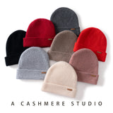 100% Cashmere Beanie Hat – Unisex Knit Winter Cap