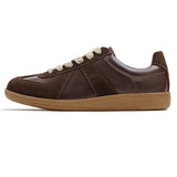 Maden Classic Brown Spliced German Trainer Shoes Flat Low-top Sneakers for Men's Spring and Autumn Casual Lace-up Sporty Shoes