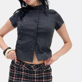 Y2K Gothic Aesthetic Top Square Neck Women's Retro Harajuku Fashion Casual Fairy Style Sweet and Cute Emotional Girl