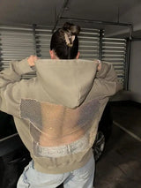 Women's Rhinestone Backless Oversized Hoodie