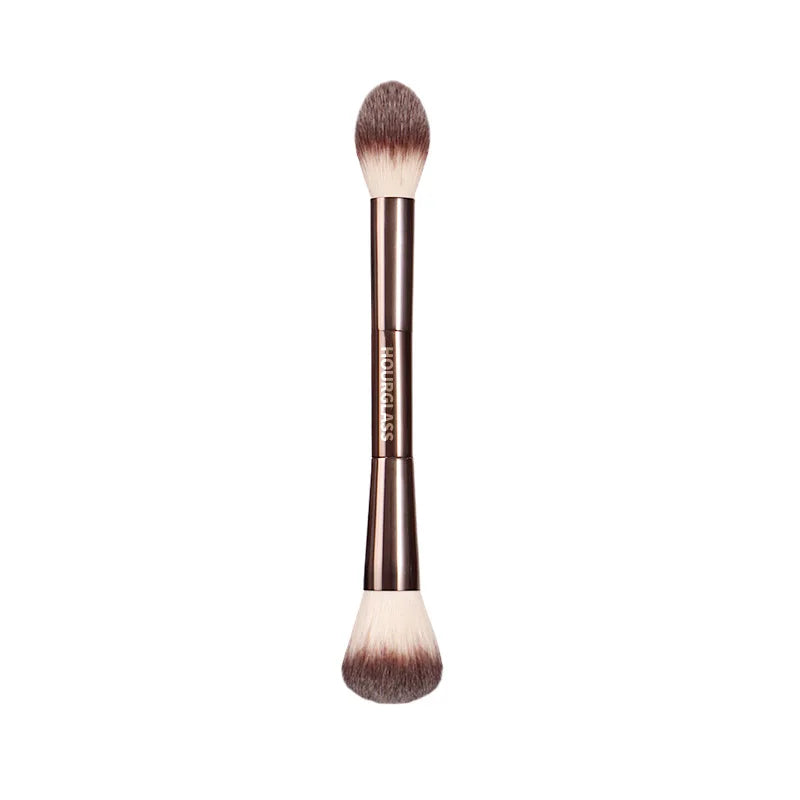 Professional 2-in-1 Metal Handle Powder & Blush Brush with Travel Case
