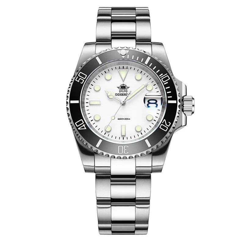 ADDIESDIVE Watch for Men Quartz Wristwatch 200m Waterproof Dive Ceramic Bezel Luminous 316L Stainless Steel 41mm Men's Watch