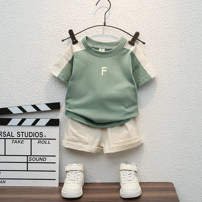 Boys' Summer Cotton Letter Print Set