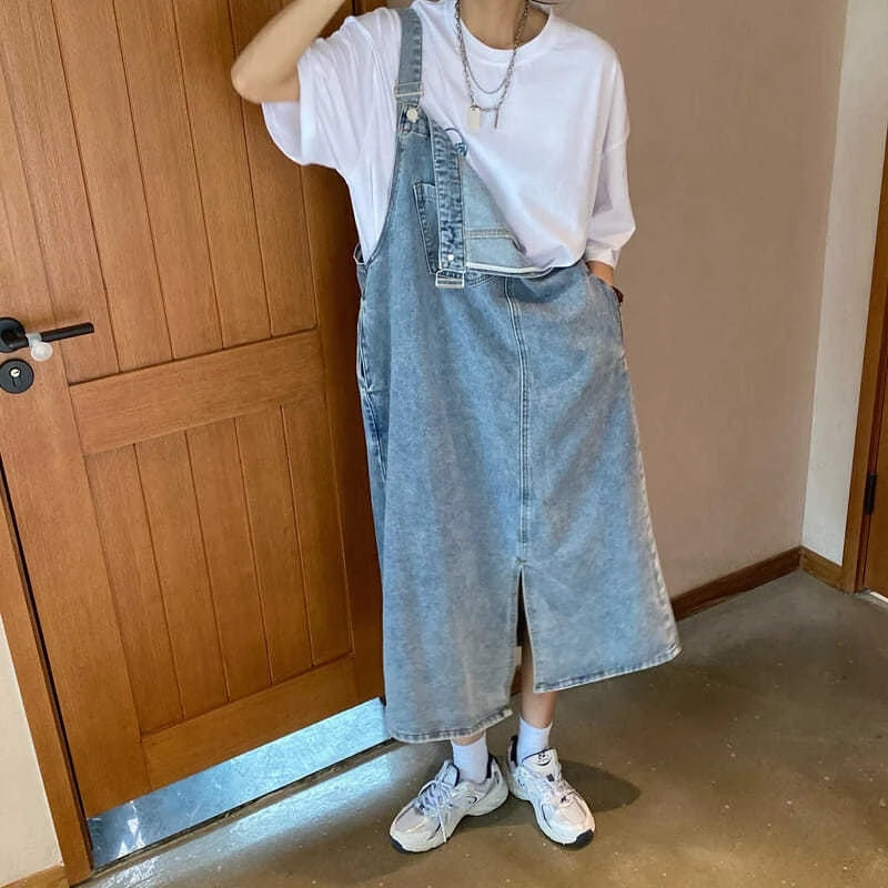 Women's Denim Spaghetti Strap Overall Dress