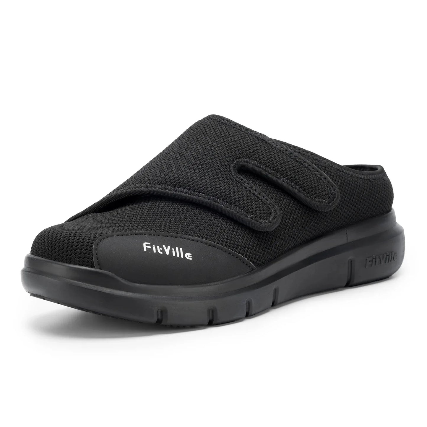 FitVille Men'S Half Slippers Diabetic Shoes Extra Wide 4E Adjustable Lightweight Casual Shoe For Swollen Feet Plantar Fasciitis