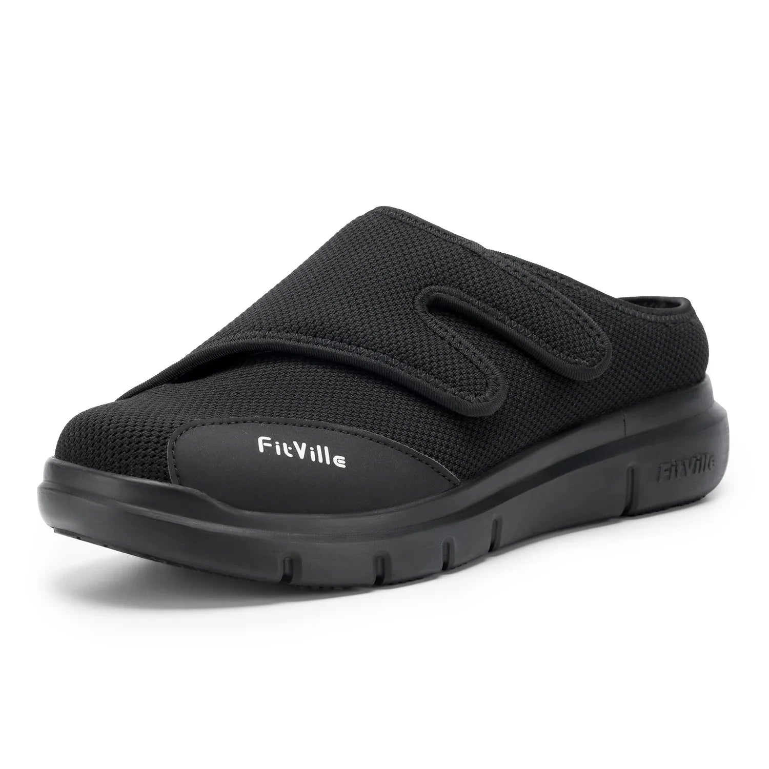 FitVille Men'S Half Slippers Diabetic Shoes Extra Wide 4E Adjustable Lightweight Casual Shoe For Swollen Feet Plantar Fasciitis
