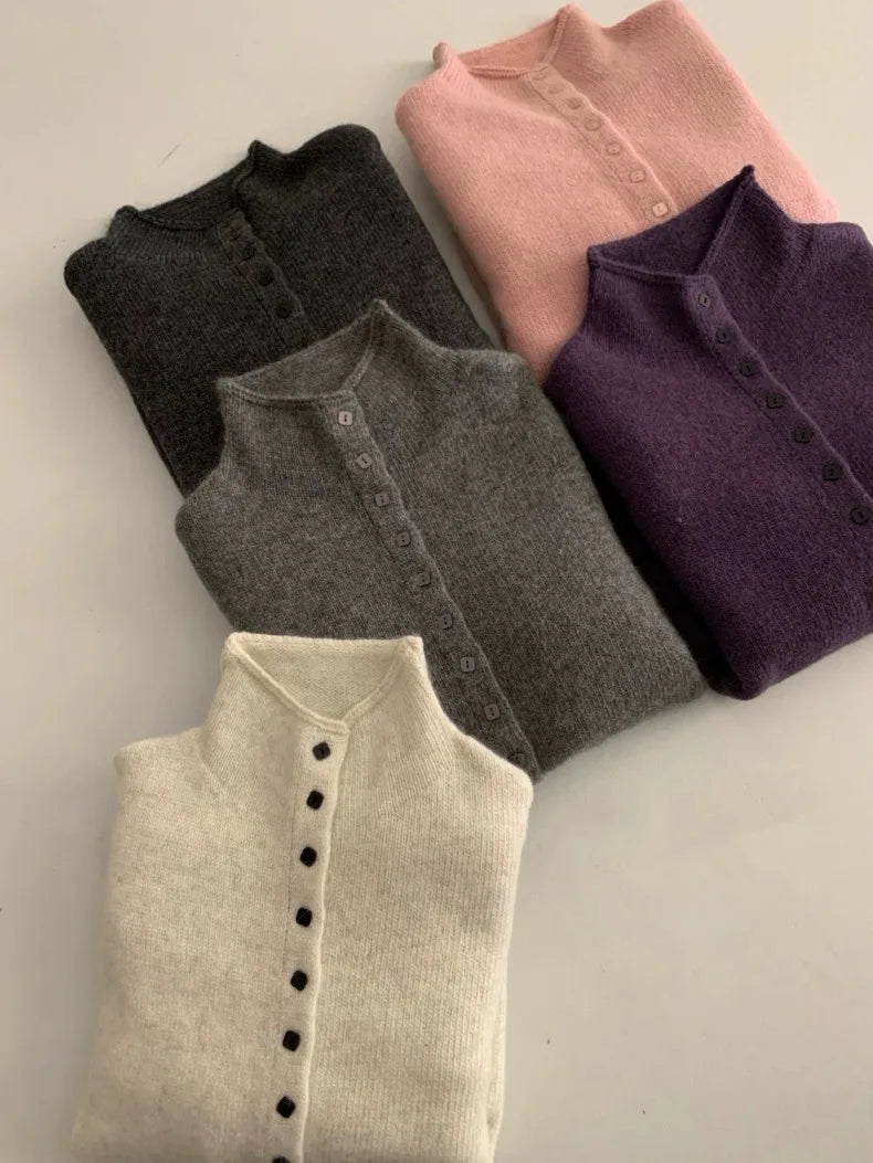 Women's Stand Collar Knit Cardigan Sweater