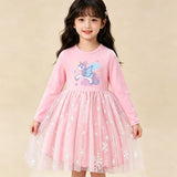 New Girls Dress Spring Autumn Kids Long Sleeve Princess Dress For Children Fashion Clothes Baby Birthday Party Clothing Unicorn