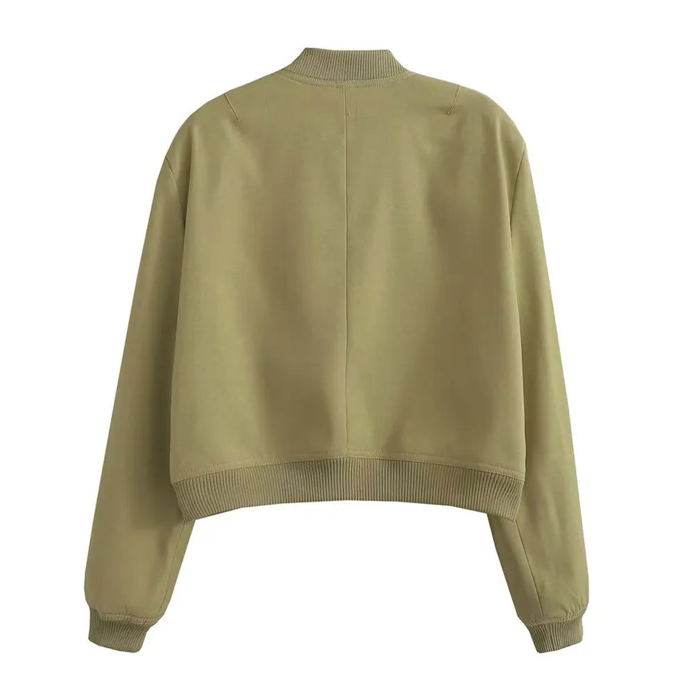 Women’s Vintage Utility Bomber Jacket – Chic Button-Down Outerwear