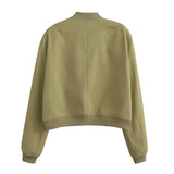 Women’s Vintage Utility Bomber Jacket – Chic Button-Down Outerwear