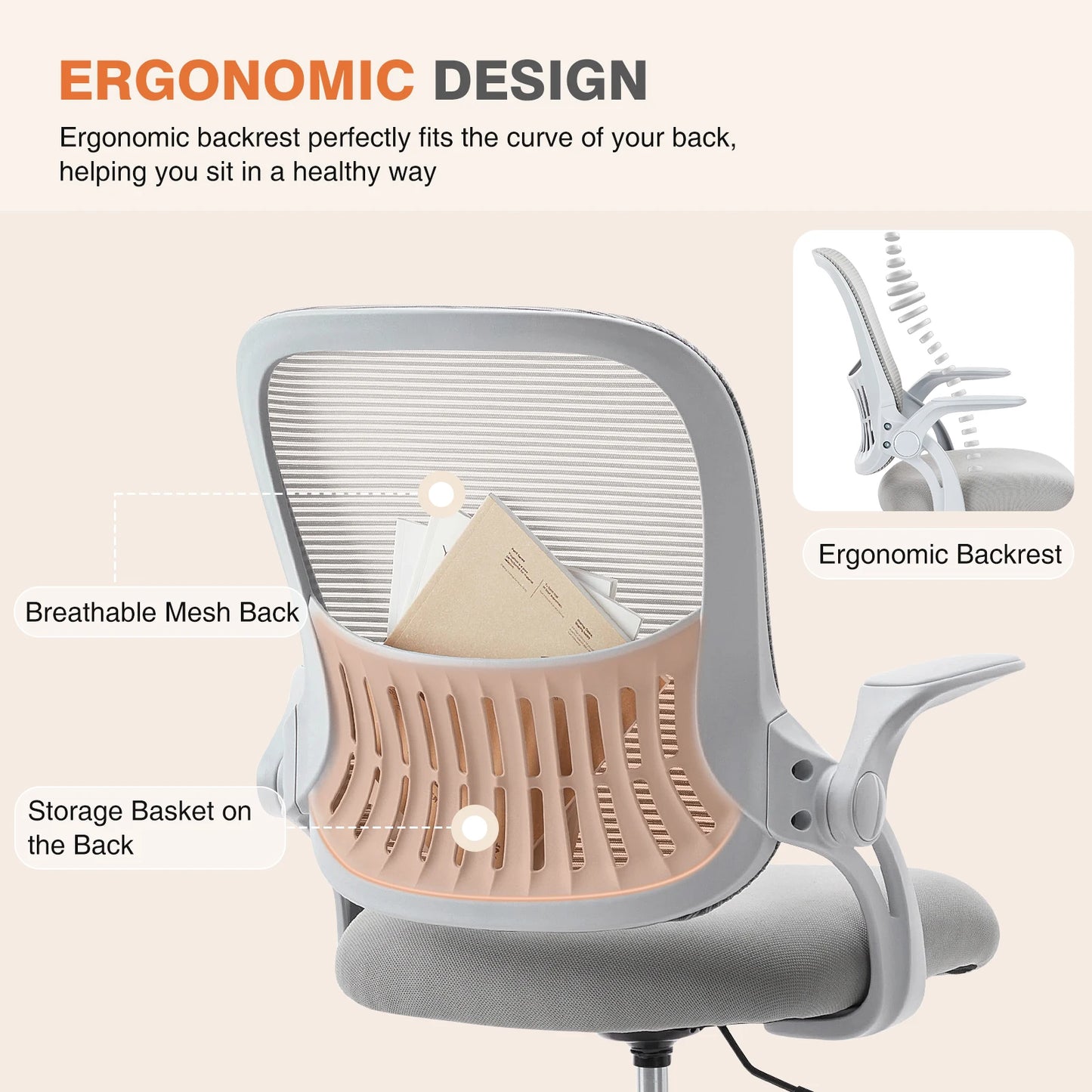 JHK Ergonomic Mesh Backrest Office Chair | Adjustable