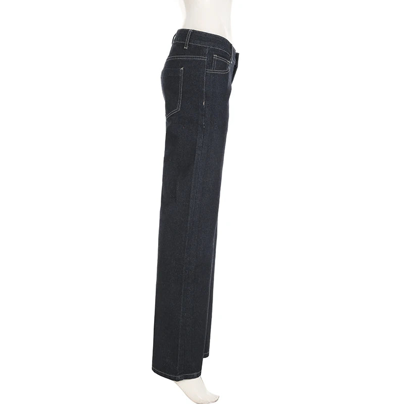 Women's Y2K Flared Jeans – Low Rise Embroidered Denim