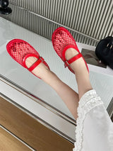 Eilyken Mesh Flat Sandals – Elegant Buckle Strap Women's Shoes
