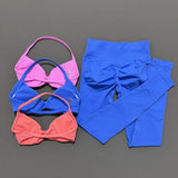 2Pcs HISTELLO Seamless Yoga Sports Set for Women Resistant Backless Bra Pilates Fitness Workout Running Leggings Gym Suit