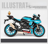 1/12 Yamaha R1M Toy Motorcycle Model Alloy Diecast with Shock Absorption Simulation Scale Motorcycle Model Toys for Kids Gifts